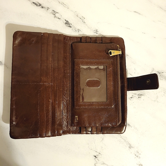 Unique HOBO Brown Quilted Pattern Leather Wallet With Wanderlust Lining - Picture 7 of 10